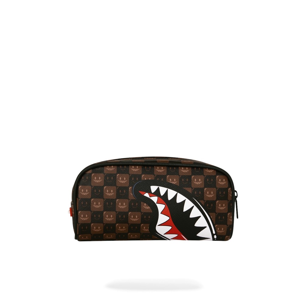 Sprayground - Astuccio marrone sharks in paris wtf bubble brown check per uomo