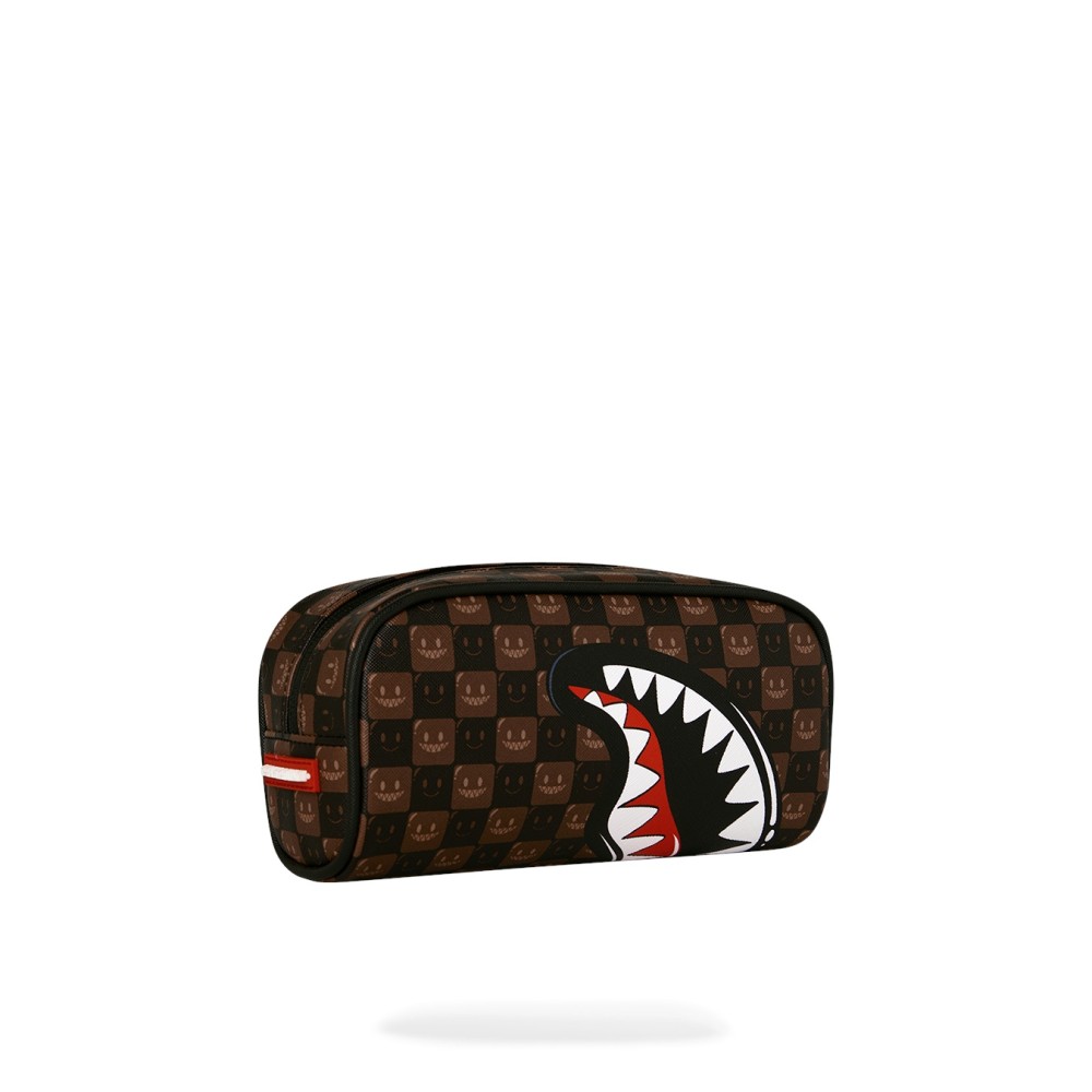 Sprayground - Astuccio marrone sharks in paris wtf bubble brown check per uomo