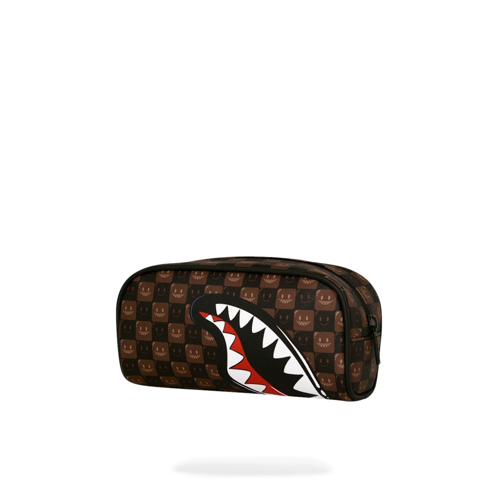 Sprayground - Astuccio marrone sharks in paris wtf bubble brown check per uomo