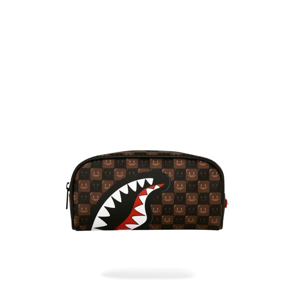 Sprayground - Astuccio marrone sharks in paris wtf bubble brown check per uomo