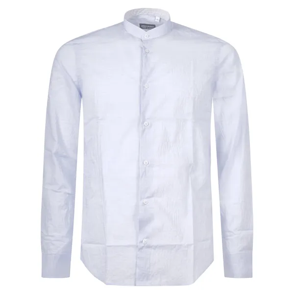 Luca Bertelli - Camicia celeste coreana lavorata per uomo | c3802 celeste