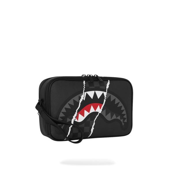 Sprayground - Borsa nera center rip revealing gray check per uomo | 910b9351nsz