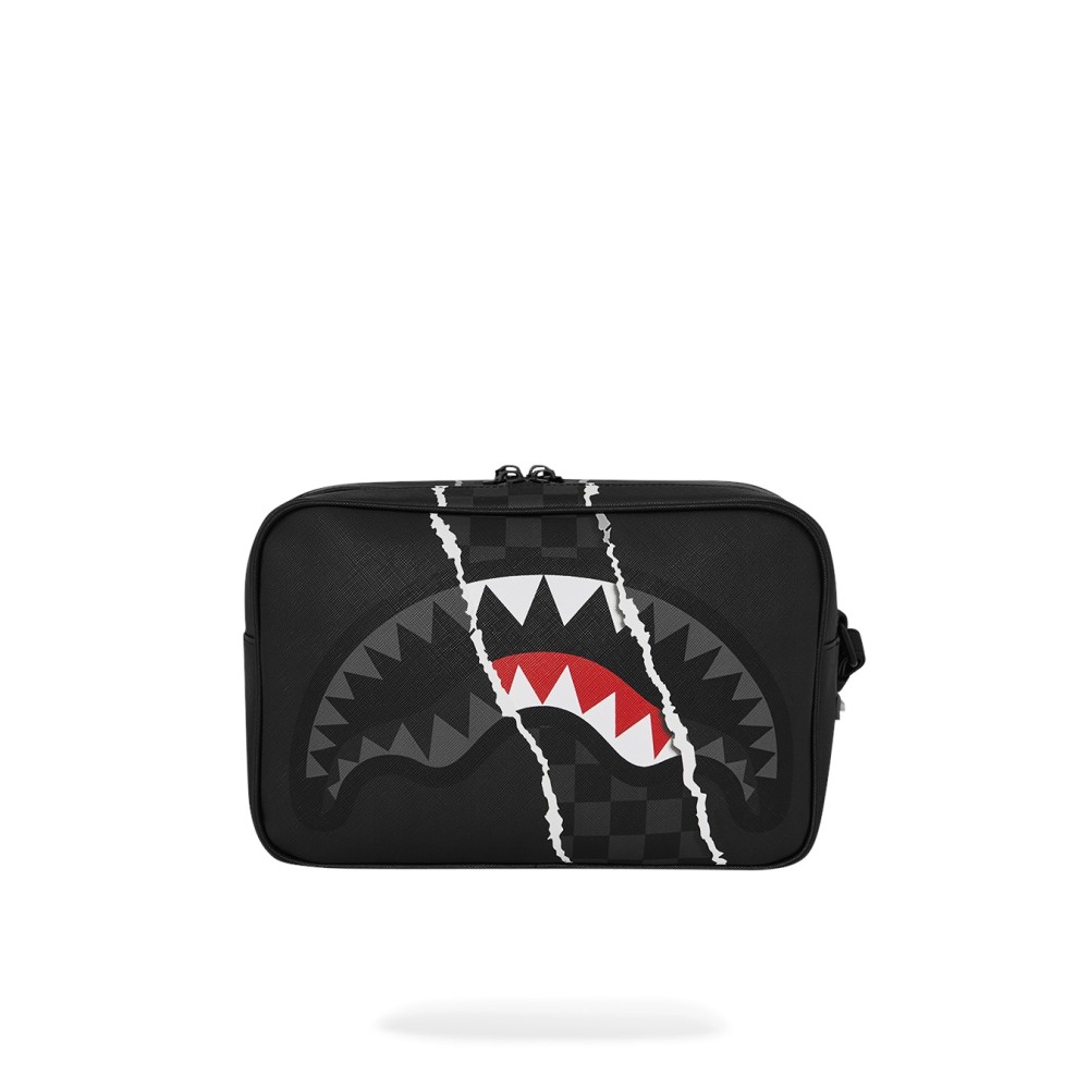 Sprayground - Borsa nera center rip revealing gray check per uomo | 910b9351nsz