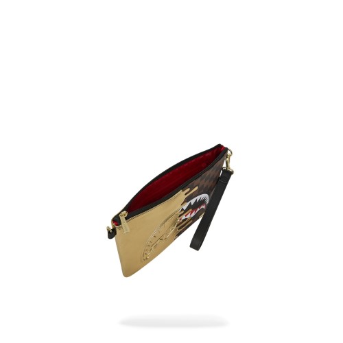 Sprayground - Pochette marrone sharks in paris gold drip per uomo | 910b9344nsz 2