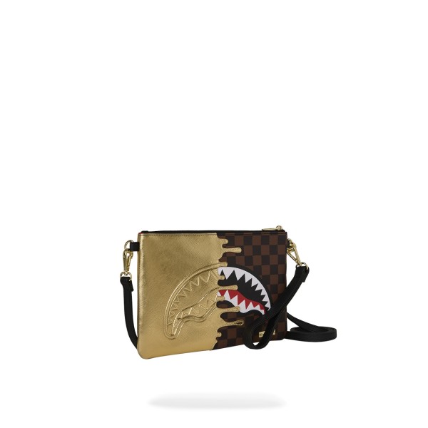 Sprayground - Pochette marrone sharks in paris gold drip per uomo | 910b9344nsz
