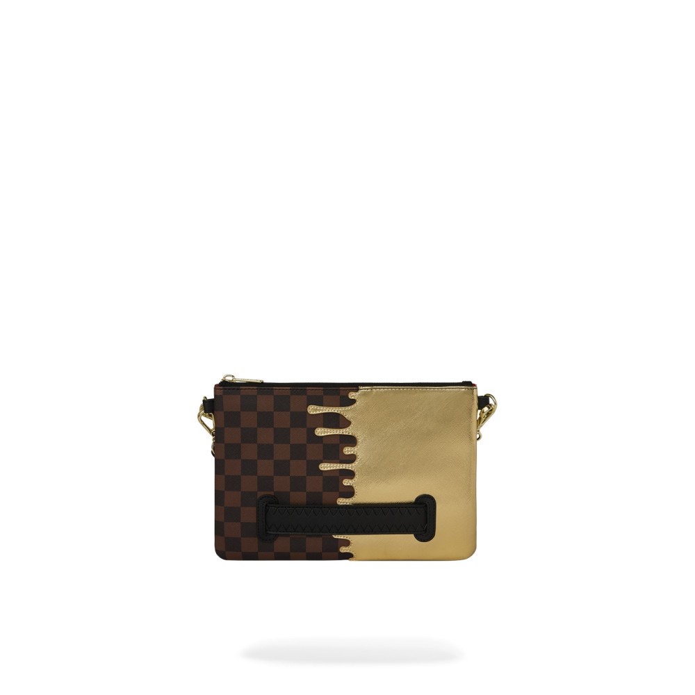 Sprayground - Pochette marrone sharks in paris gold drip per uomo | 910b9344nsz