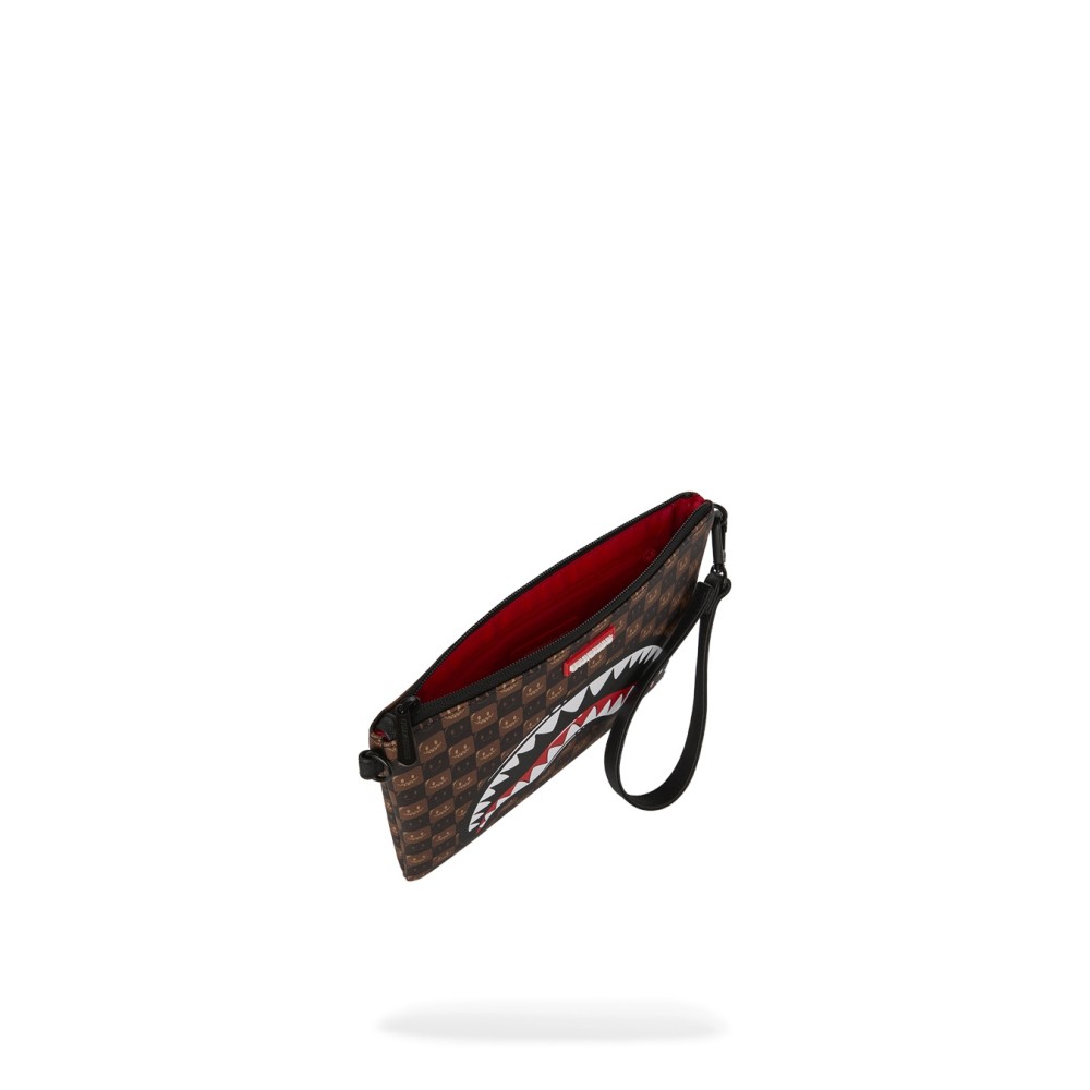 Sprayground - Pochette marrone sharks in paris wtf bubble brown check per uomo