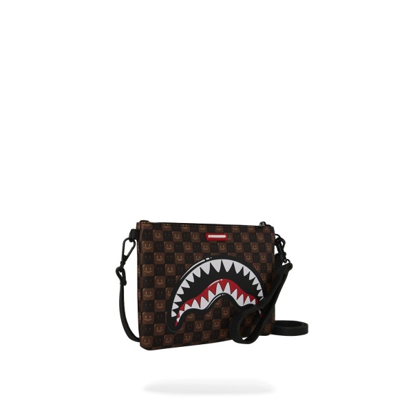 Sprayground - Pochette marrone sharks in paris wtf bubble brown check per uomo