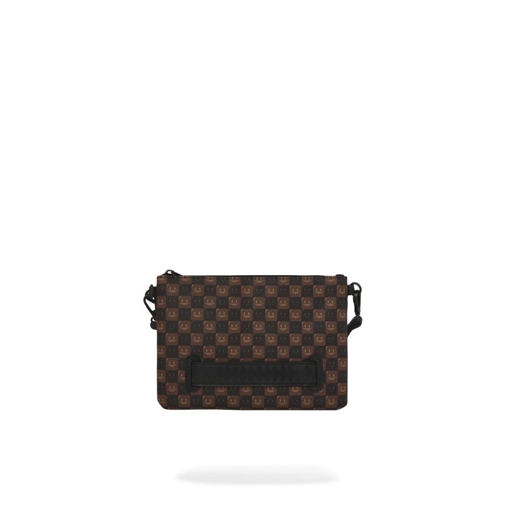 Sprayground - Pochette marrone sharks in paris wtf bubble brown check per uomo
