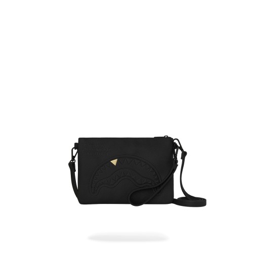 Sprayground - Pochette nera blacked out embossed gold tooth per uomo |