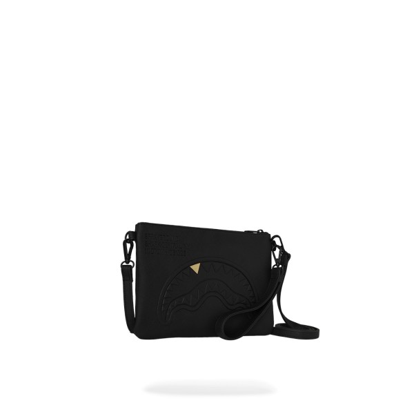 Sprayground - Pochette nera blacked out embossed gold tooth per uomo |