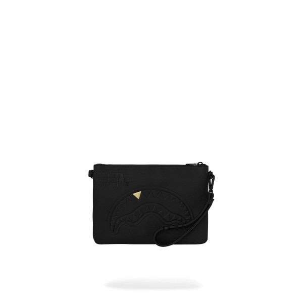 Sprayground - Pochette nera blacked out embossed gold tooth per uomo |