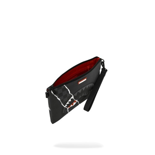 Sprayground - Pochette nera center rip revealing gray check per uomo | 2