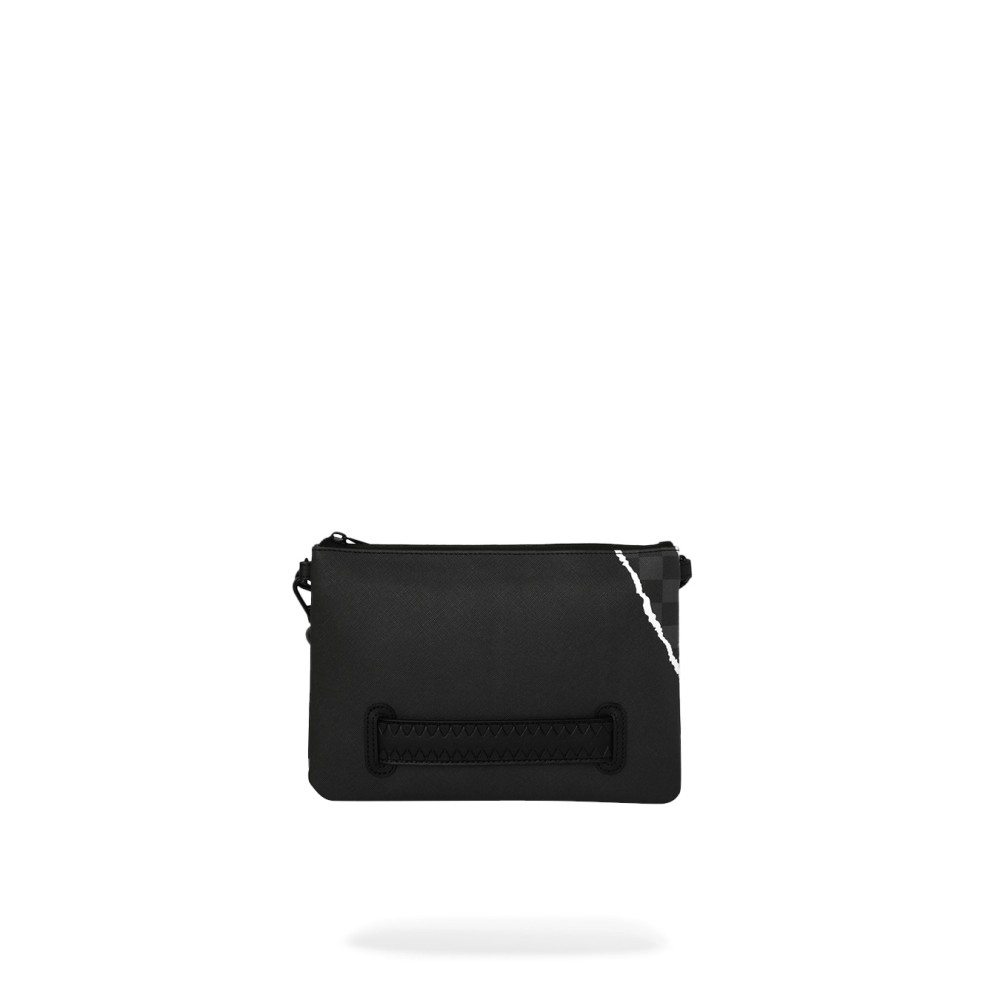 Sprayground - Pochette nera center rip revealing gray check per uomo |