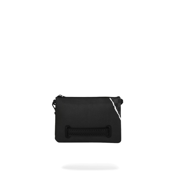 Sprayground - Pochette nera center rip revealing gray check per uomo |
