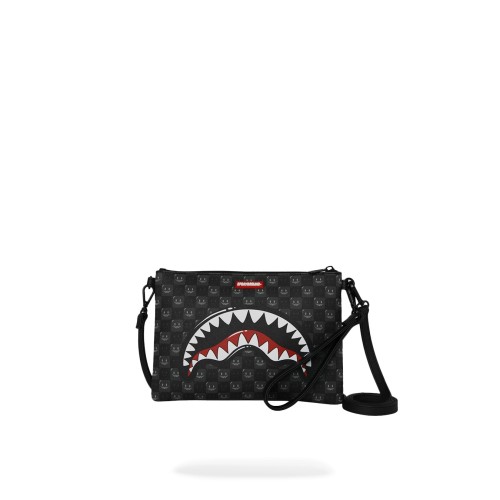 Sprayground - Pochette nera sharks in paris wtf bubbly black check per uomo |