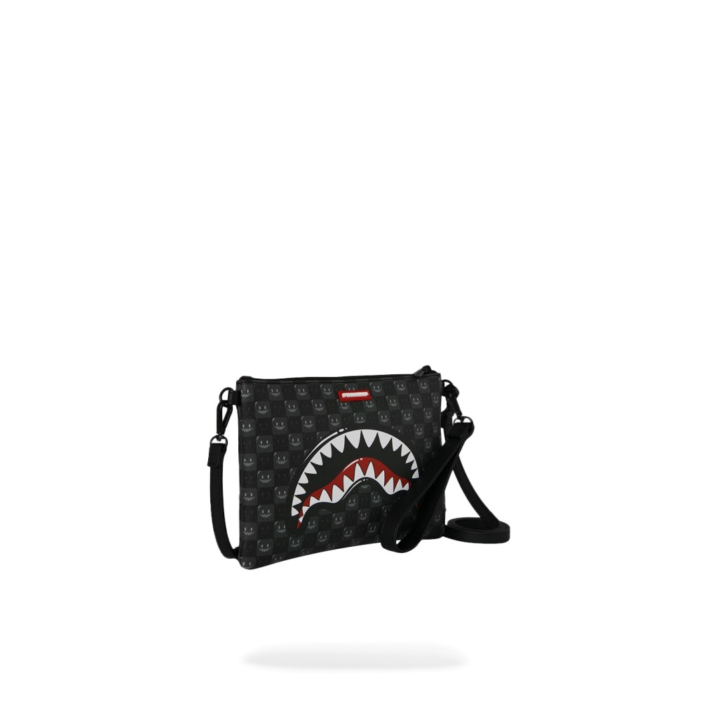 Sprayground - Pochette nera sharks in paris wtf bubbly black check per uomo |