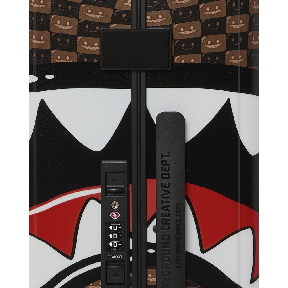 Sprayground - Valigia marrone sharks in paris wtf bubble brown check per uomo |