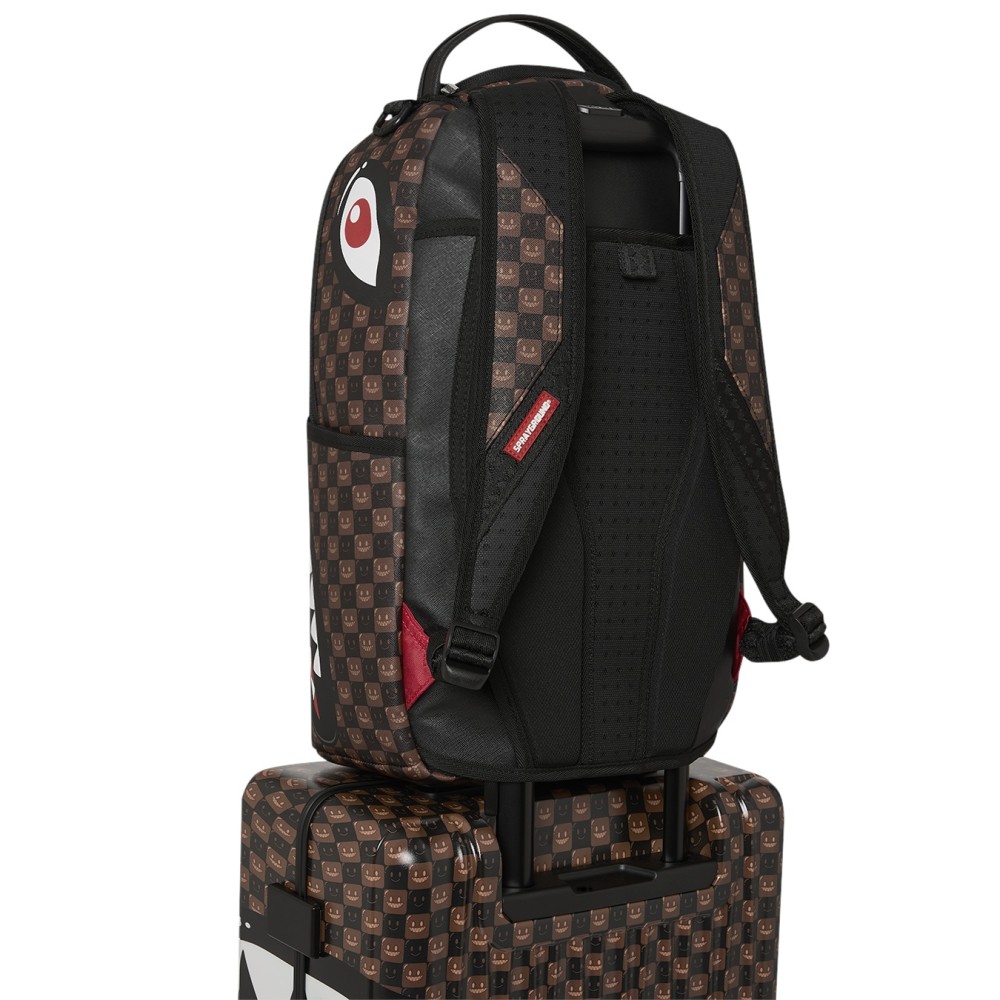Sprayground - Valigia marrone sharks in paris wtf bubble brown check per uomo |