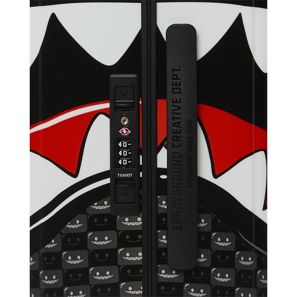 Sprayground - Valigia nera sharks in paris wtf bubbly black check per uomo |