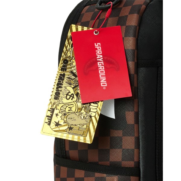 Sprayground - Zaino marrone sharks in paris gold drip per uomo | 910b9250nsz