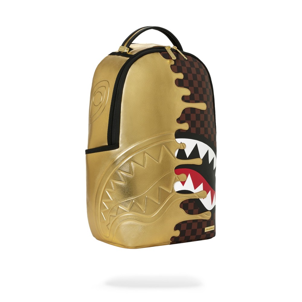 Sprayground - Zaino marrone sharks in paris gold drip per uomo | 910b9250nsz