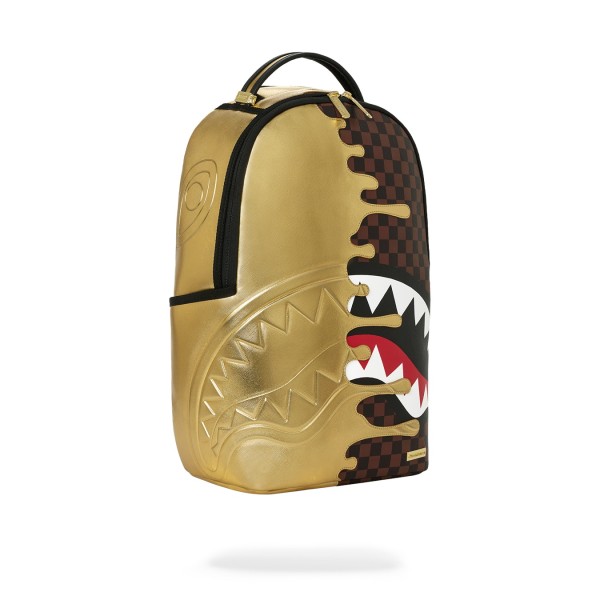 Sprayground - Zaino marrone sharks in paris gold drip per uomo | 910b9250nsz