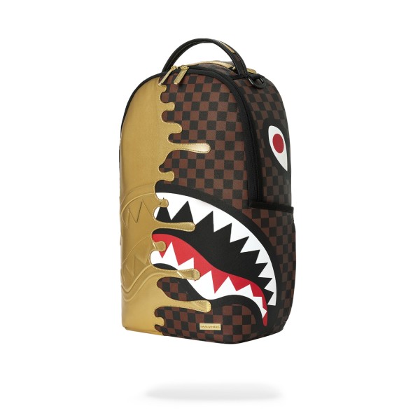 Sprayground - Zaino marrone sharks in paris gold drip per uomo | 910b9250nsz
