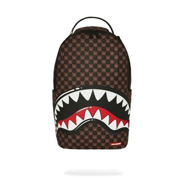 Sprayground - Zaino marrone sharks in paris wtf bubble brown check per uomo |