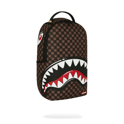 Sprayground - Zaino marrone sharks in paris wtf bubble brown check per uomo | 2