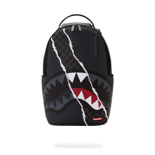Sprayground - Zaino nero center rip revealing gray check per uomo | 910b8502nsz
