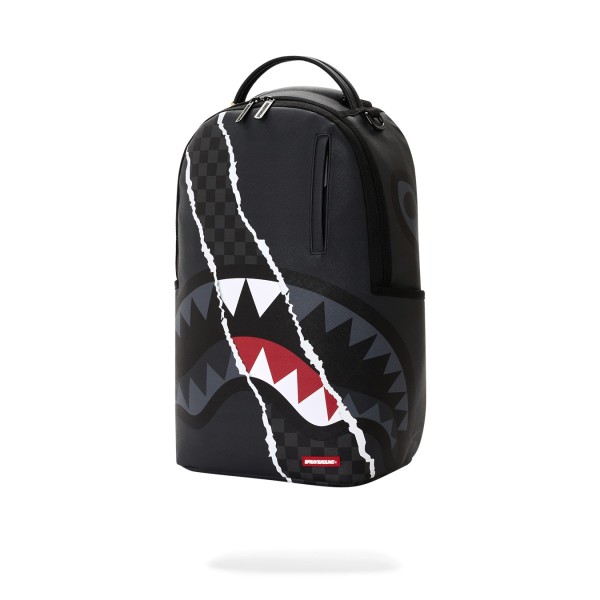 Sprayground - Zaino nero center rip revealing gray check per uomo | 910b8502nsz