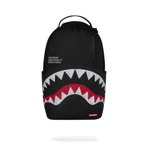 Sprayground - Zaino nero shark central black embroidered shark per uomo |