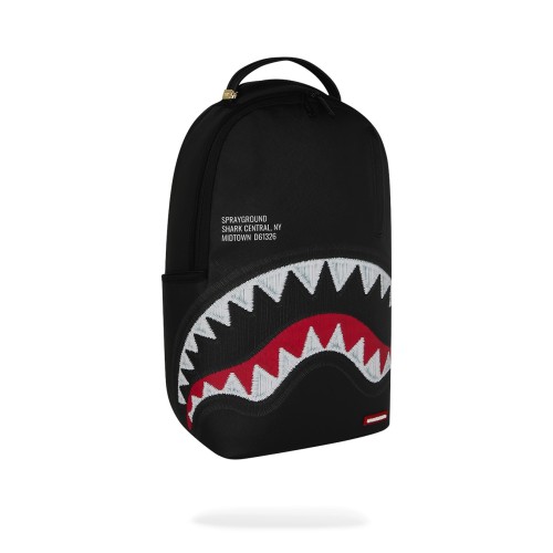 Sprayground - Zaino nero shark central black embroidered shark per uomo | 2