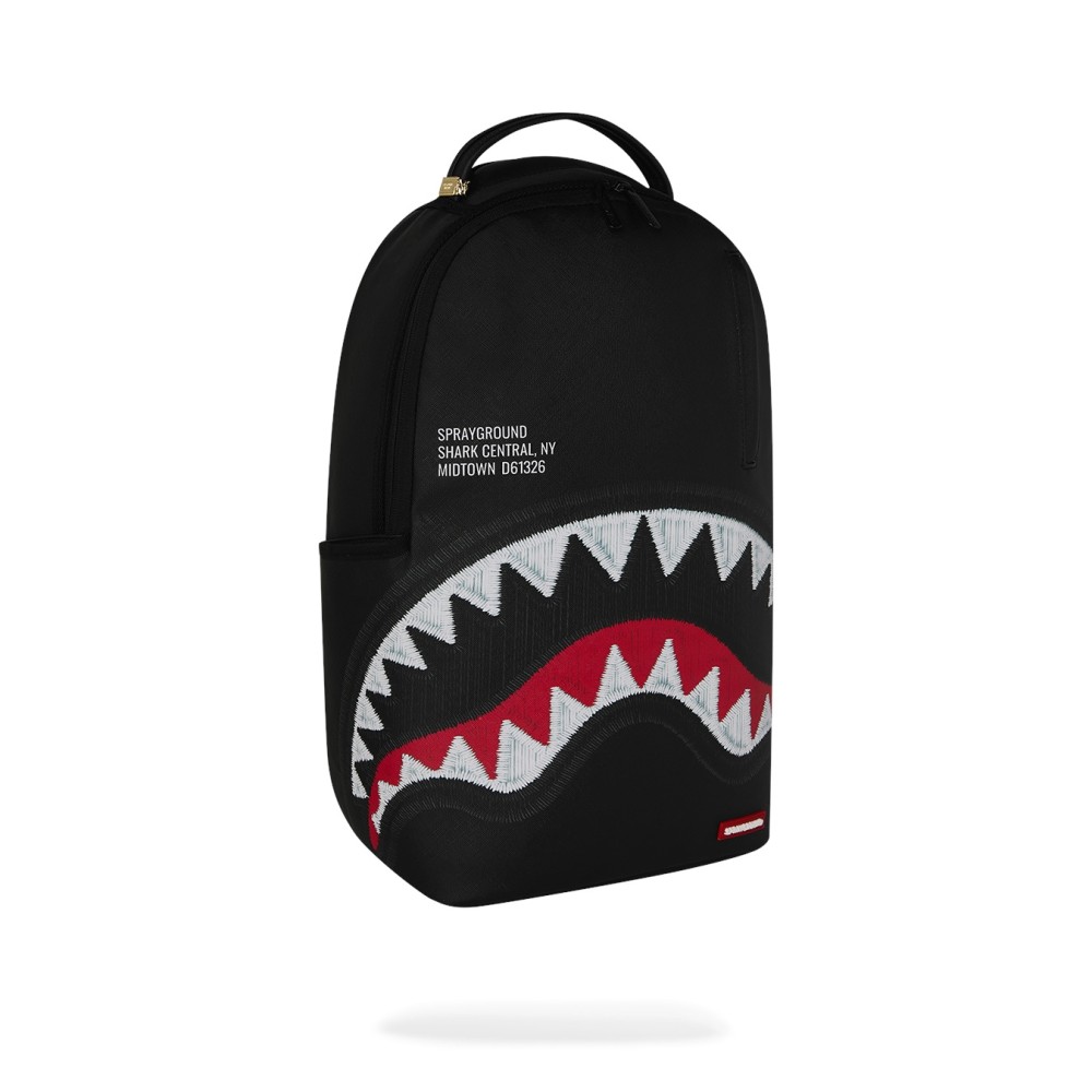 Sprayground - Zaino nero shark central black embroidered shark per uomo |