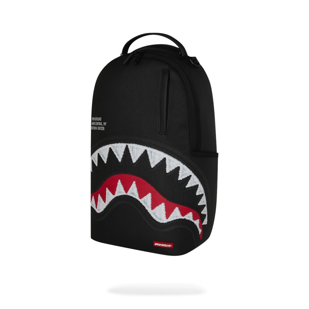 Sprayground - Zaino nero shark central black embroidered shark per uomo |