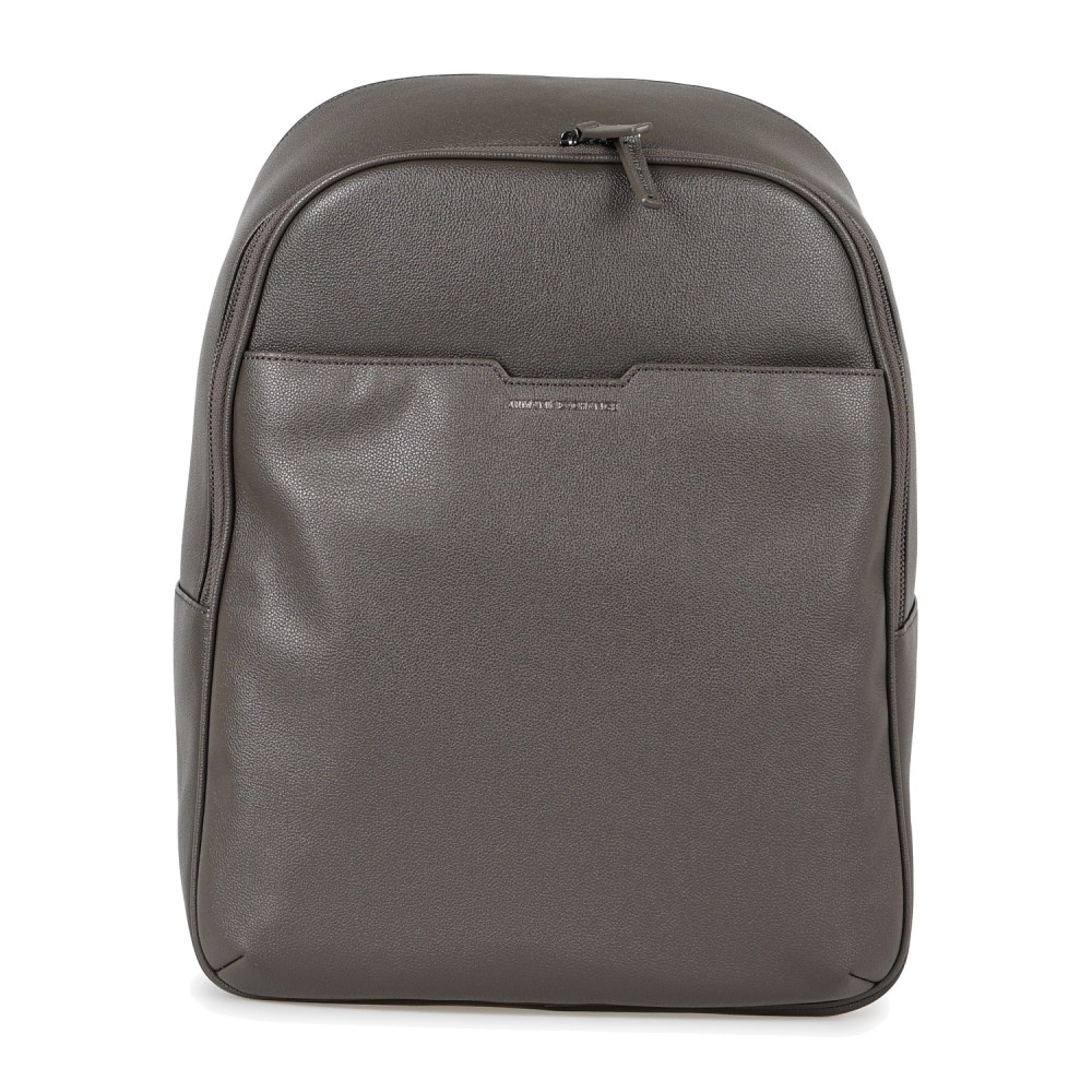 Armani Exchange - Zaino marrone in ecopelle con tasca a filetto sul fronte con