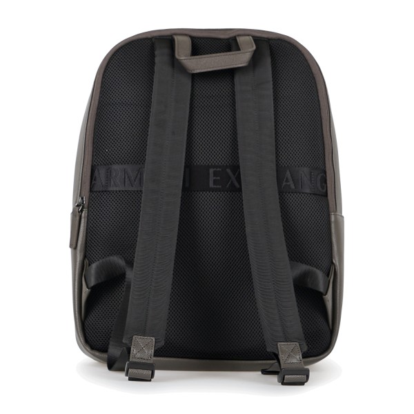 Armani Exchange - Zaino marrone in ecopelle con tasca a filetto sul fronte con