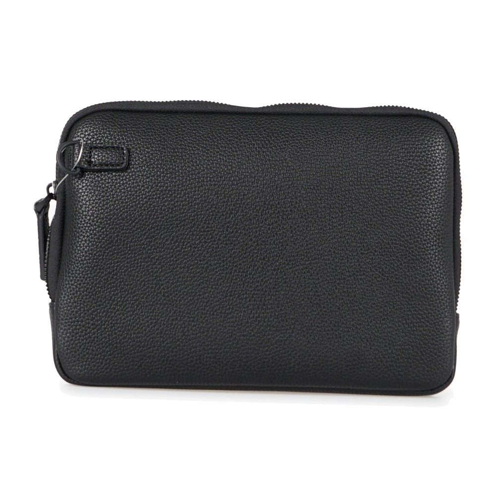 Armani Exchange - Pochette nera ecopelle con zip manico polso per uomo |