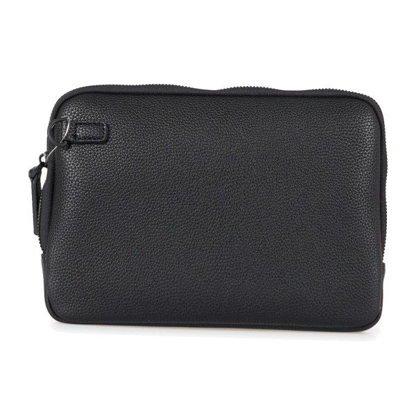 Armani Exchange - Pochette nera ecopelle con zip manico polso per uomo |