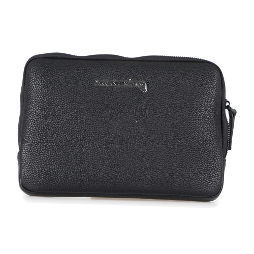 Armani Exchange - Pochette nera ecopelle con zip manico polso per uomo |