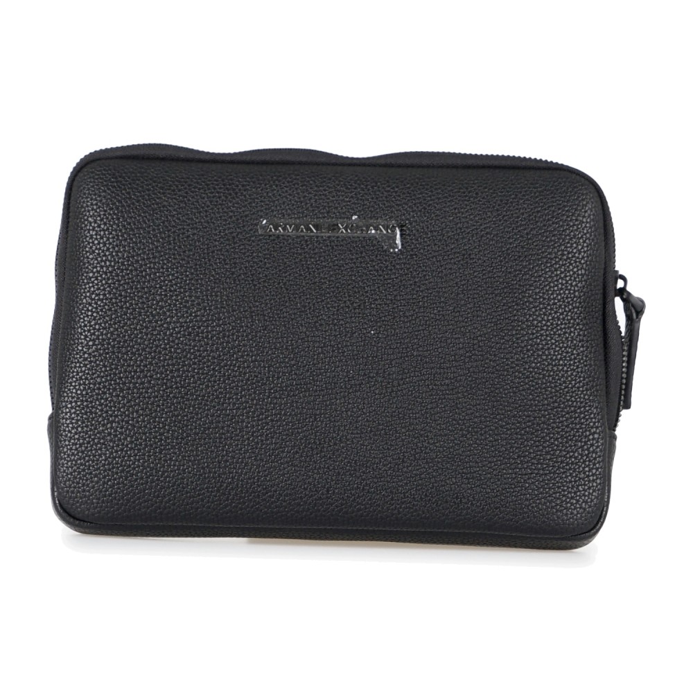 Armani Exchange - Pochette nera ecopelle con zip manico polso per uomo |