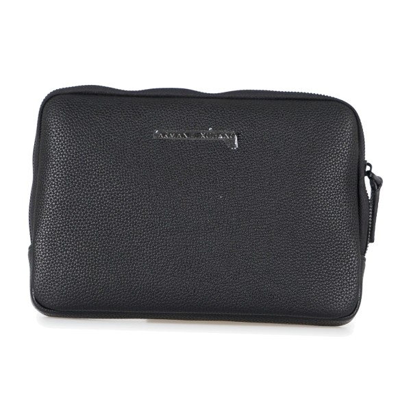 Armani Exchange - Pochette nera ecopelle con zip manico polso per uomo |