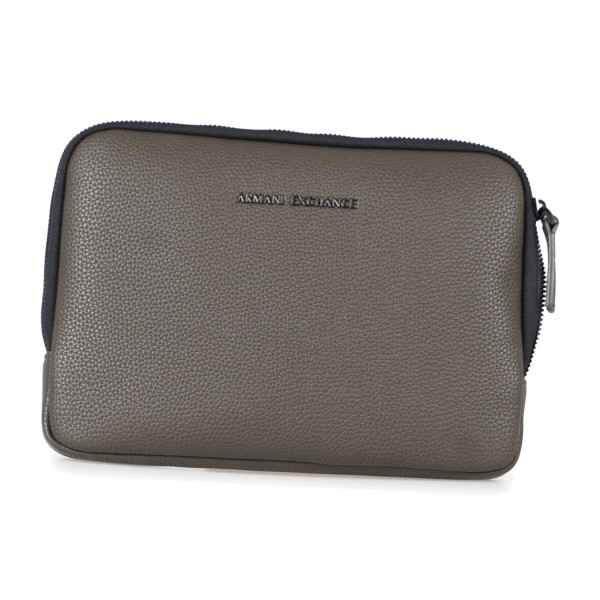 Armani Exchange - Pochette marrone ecopelle con zip manico polso per uomo |