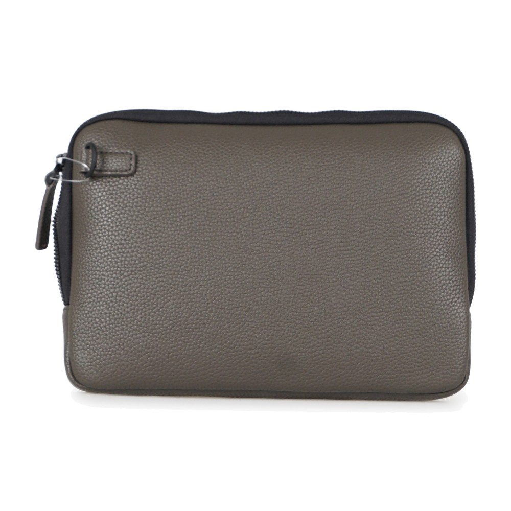 Armani Exchange - Pochette marrone ecopelle con zip manico polso per uomo |