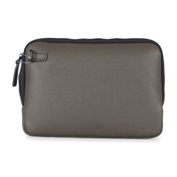 Armani Exchange - Pochette marrone ecopelle con zip manico polso per uomo |