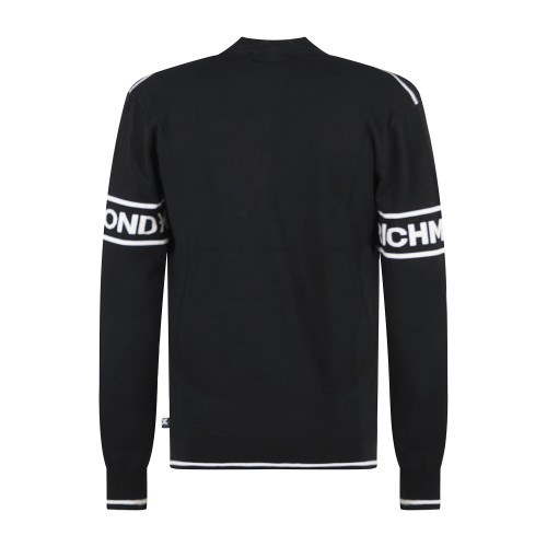 Richmond X | Maglione nero collo alto con mezza zip e logo regular fit per uomo 2