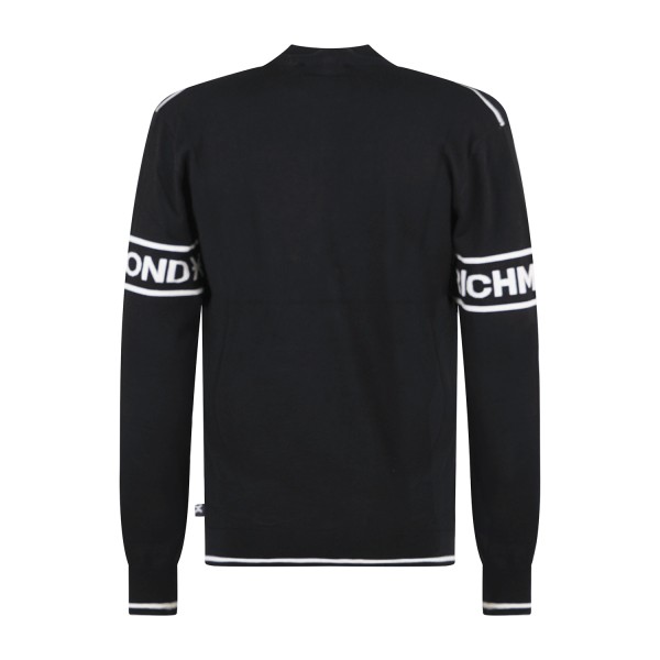 Richmond X | Maglione nero collo alto con mezza zip e logo regular fit per uomo