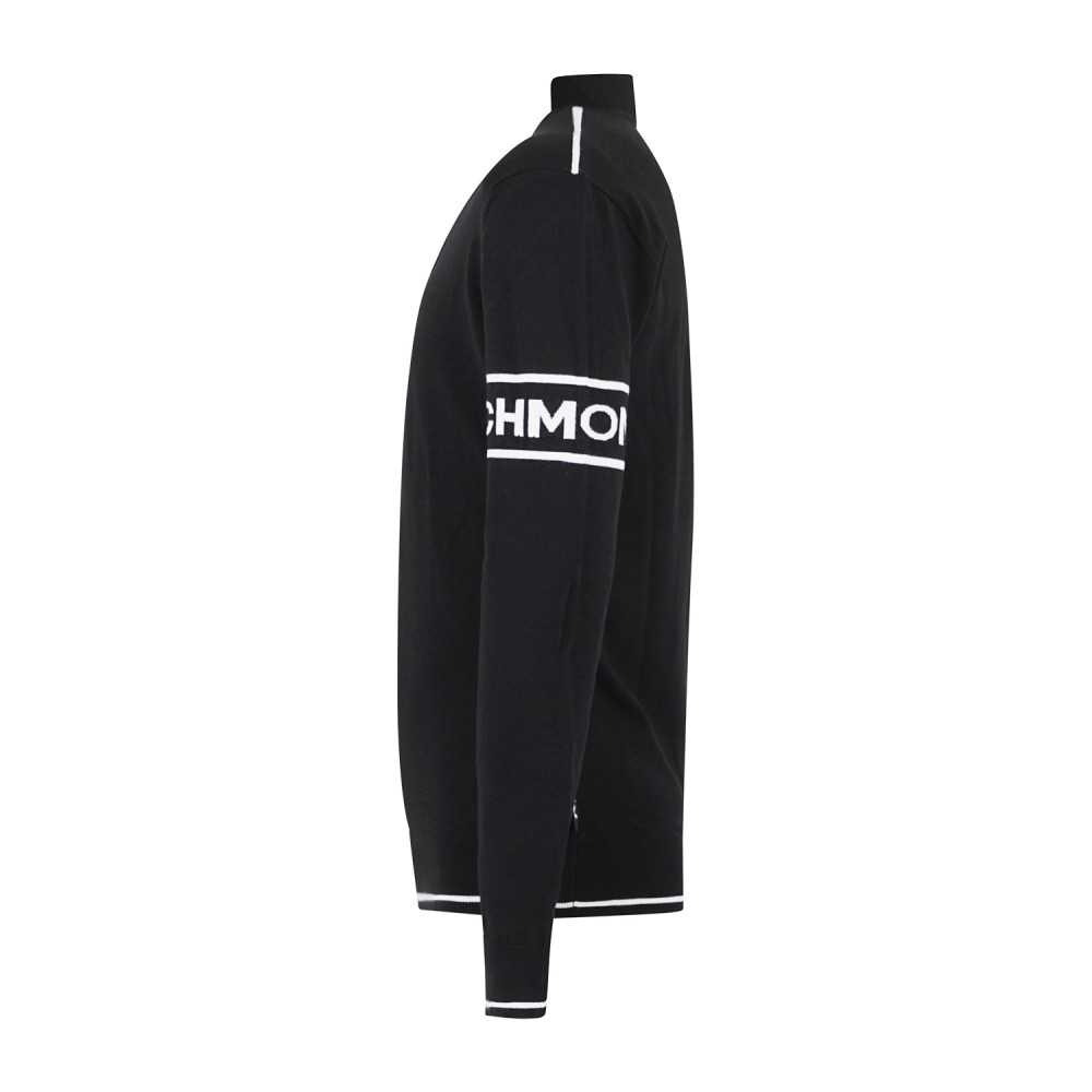 Richmond X | Maglione nero collo alto con mezza zip e logo regular fit per uomo