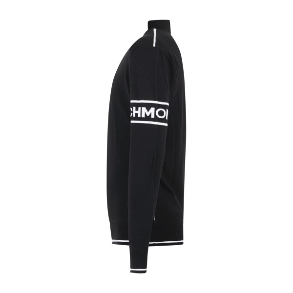 Richmond X | Maglione nero collo alto con mezza zip e logo regular fit per uomo